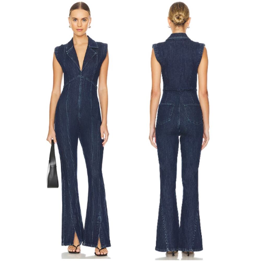 NWOT Free People Crvy Ring The Alarm Flare Leg One Piece Jumpsuit Siren Medium - Picture 2 of 4